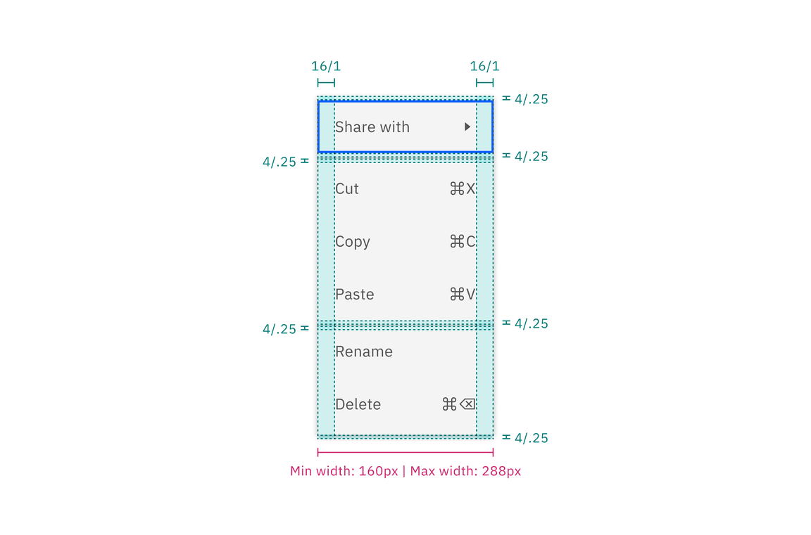 Default menu structure